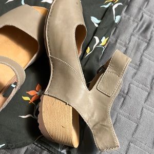 He's hardly worn, soft one and a half to 2 inch heels are rubber.